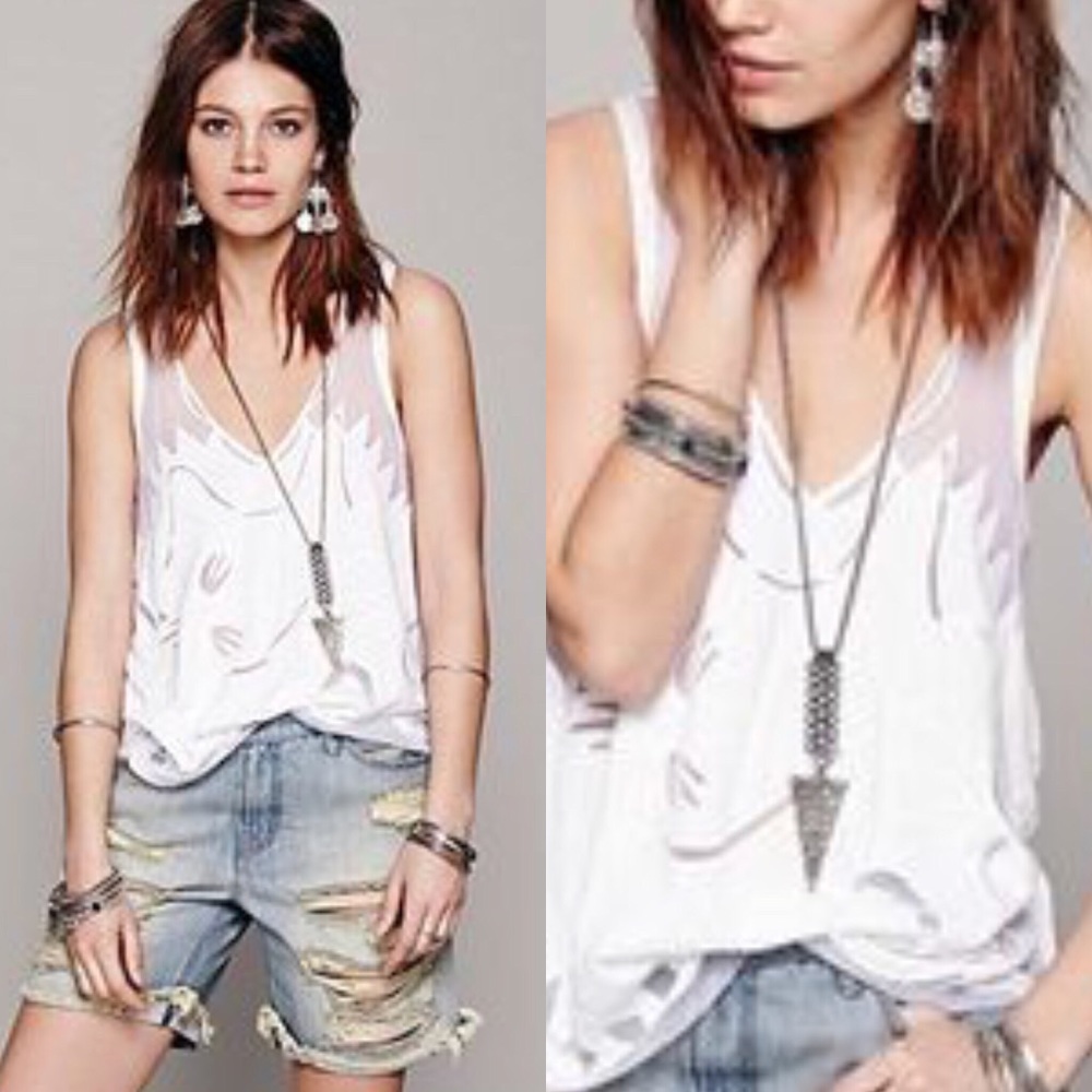 BNWOT Free People NEW ROMANTICS Kahlo Tank WHITE
